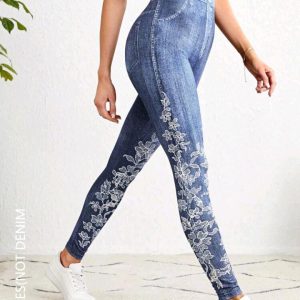 floral effect leggings