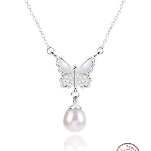 Butterfly freshwater pearl necklace