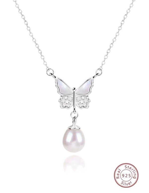 Butterfly freshwater pearl necklace