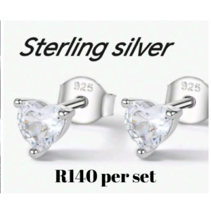 Sterling silver heart-shaped Zirconia earrings